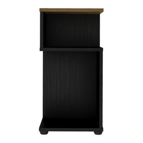 Naples Plant Stand Side Table in Black and Pine Effect Finish