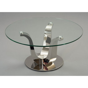 Naples Round Glass Coffee Table for Living Room