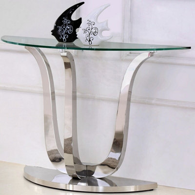 Naples Semi Circle Glass Console Table