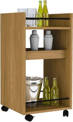 Naples Serving Cart Side Table in Oak Effect Finish