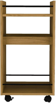 Naples Serving Cart Side Table in Oak Effect Finish