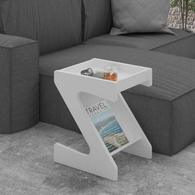 Z shaped store side table white