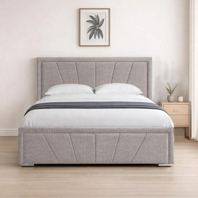Naples Silver Upholstered Sunrise Single Bed Frame, Modern Luxury Floor ...