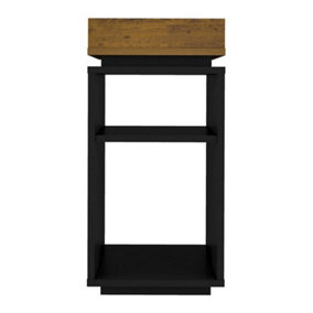 Naples Storage Side Lamp Table Black and Pine Effect