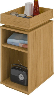 Naples Storage Side Lamp Table Oak Effect