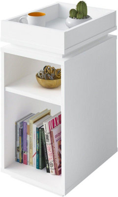 Naples Storage Side Lamp Table White also has a dedicated storage area