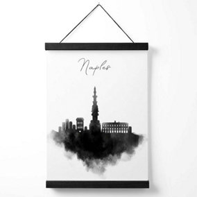 Naples Watercolour Skyline City Medium Poster with Black Hanger