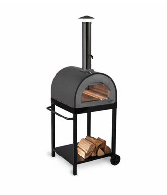 Naples Wood Fired Outdoor Pizza Oven - L70 x W74 x H1970 cm - Black