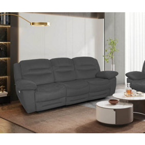 NAPOLI 3 Seater ELECTRIC Recliner in Grey Faux Suede