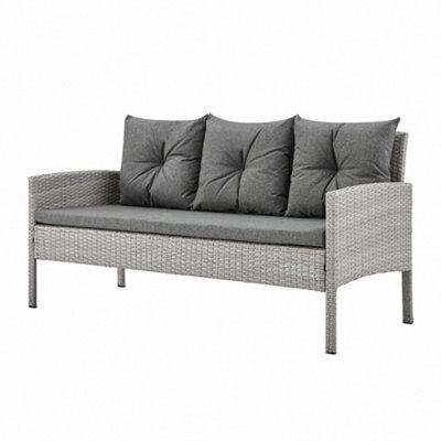 Napoli Rattan Garden Outdoor Dining Sofa Set in Grey - 3