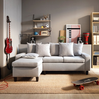 Napoli Reversible Corner Sofa in Light Grey