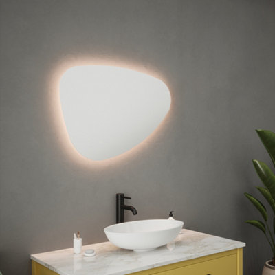 Nara Pebble Tunable LED Mirror - 550 x 800 x 32mm IP44 Rated Diffused Border Dimmable Demister 5-Year Guarantee