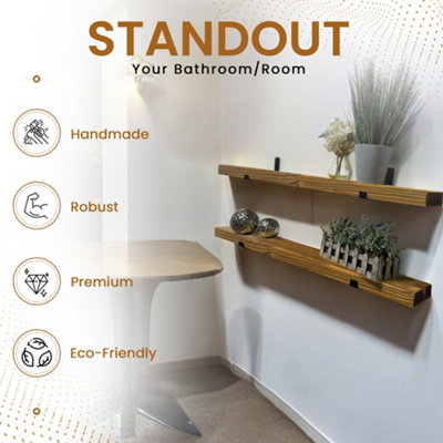 Visual Reference: Narrow Rustic Shelf 15Cm Deep Solid Wood Wall Shelf With