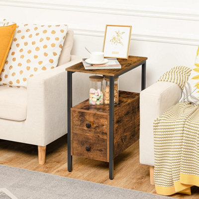 Narrow end table on sale with lamp