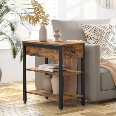 Industrial end table with drawer discount