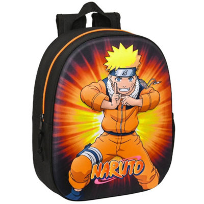 Naruto Logo Polyester Backpack Black/Orange (One Size)