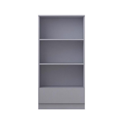 Narvik 3 tier bookcase with drawer in Matt Grey