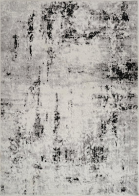 NATALIA Abstract Modern Marble Light Grey Area Rug 130 x 170 cm