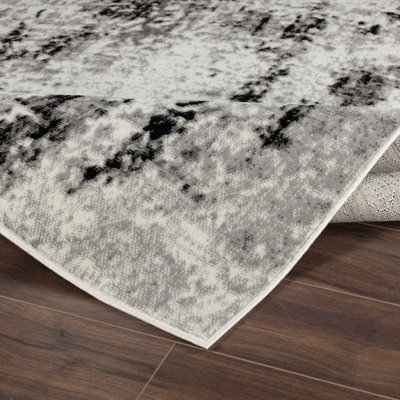 NATALIA Abstract Modern Marble Light Grey Area Rug 130 x 170 cm