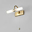 NATALIE - CGC Satin Brass Curved Over Mirror Wall Light With Pull Cord