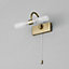 NATALIE - CGC Satin Brass Curved Over Mirror Wall Light With Pull Cord