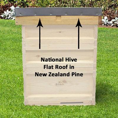 National Beehive Flat Roof Pine Beekeeping Bee Hive Assembled - 3