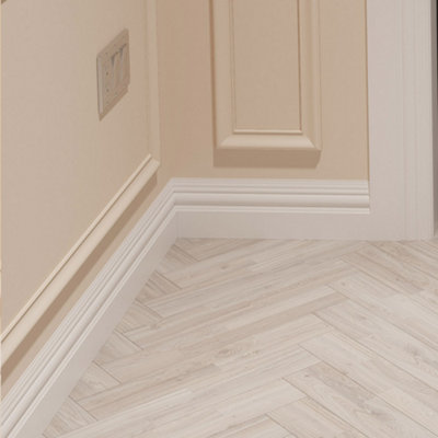 National Skirting Anglo MDF Skirting Board - 140mm x 18mm x 3040mm, Primed, No Rebate
