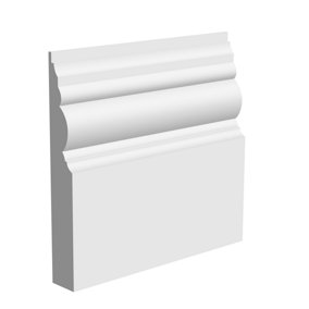National Skirting Anglo MDF Skirting Board - 250mm x 25mm x 3040mm, Primed, No Rebate
