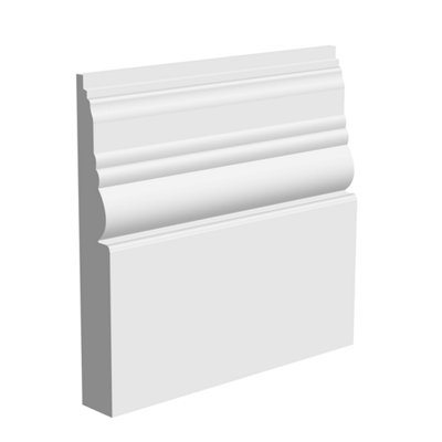 National Skirting Antique MDF Skirting Board - 120mm x 25mm x 4200mm, Primed, No Rebate