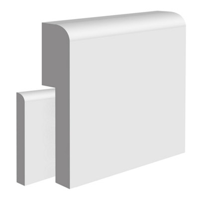 National Skirting Bullnose I MDF Skirting Board Cover - 100mm x 25mm 3040mm Primed (To Cover 80mm Existing Skirting)