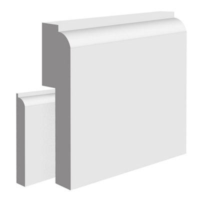 National Skirting Bullnose II MDF Skirting Board Cover - 150mm x 25mm 3040mm Primed (To Cover 80mm Existing Skirting)