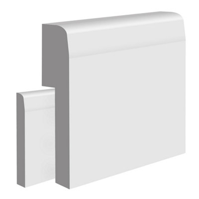 National Skirting Chamfered Bullnose I MDF Skirting Board Cover - 120mm x 25mm 3040mm Primed (To Cover 90mm Existing Skirting)