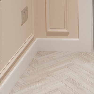 National Skirting Chamfered Bullnose II MDF Skirting Board - 300mm x 18mm x 4200mm, Primed, No Rebate