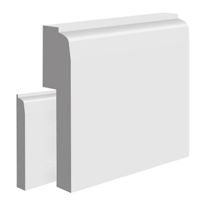 National Skirting Chamfered Bullnose II MDF Skirting Board Cover - 180mm x 25mm 3040mm Primed (To Cover 140mm Existing Skirting)