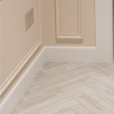 National Skirting Chamfered Bullnose MDF Skirting Board - 120mm x 25mm x 4200mm, Primed, No Rebate