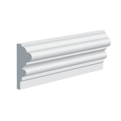 National Skirting Dado Rail MDF Wall Moulding - 57mm x 4200mm x 18mm x Primed