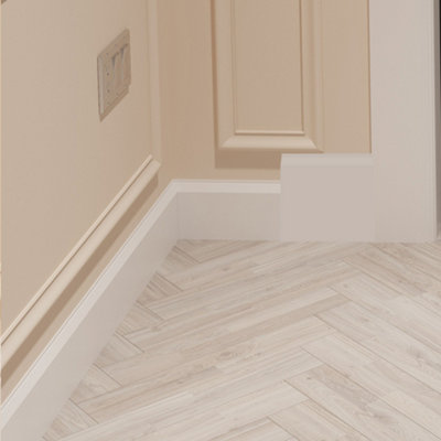 National Skirting Edge I MDF Skirting Board Cover - 180mm x 25mm 3040mm Primed (To Cover 150mm Existing Skirting)