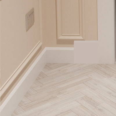 National Skirting Edge II MDF Skirting Board Cover - 110mm x 25mm 3040mm Primed (To Cover 80mm Existing Skirting)