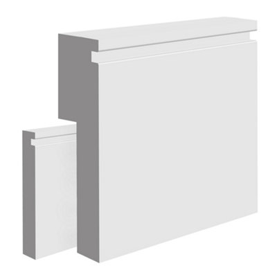 National Skirting Groove I MDF Skirting Board Cover - 110mm x 25mm 4200mm Primed (To Cover 80mm Existing Skirting)