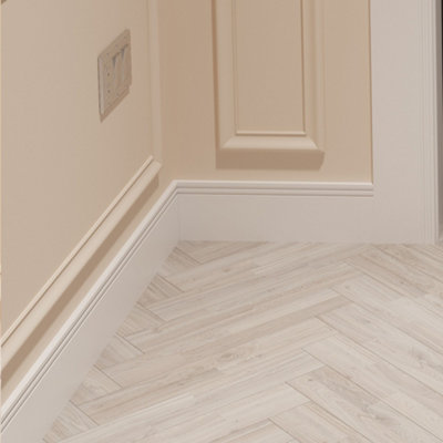 National Skirting Groove II MDF Skirting Board - 300mm x 18mm x 3040mm, Primed, No Rebate