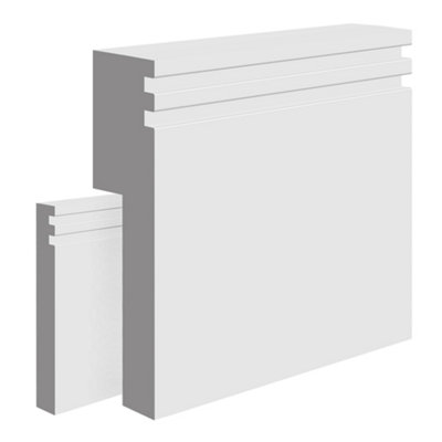 National Skirting Groove II MDF Skirting Board Cover - 120mm x 25mm 3040mm Primed (To Cover 80mm Existing Skirting)