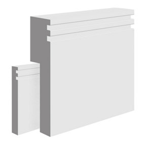 National Skirting Groove II MDF Skirting Board Cover - 200mm x 25mm 4200mm Primed (To Cover 160mm Existing Skirting)