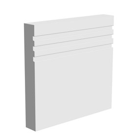 National Skirting Groove III MDF Skirting Board/Architrave - 95mm x 25mm x 4200mm, Primed, No Rebate