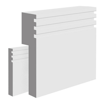 National Skirting Groove III MDF Skirting Board Cover - 140mm x 25mm 4200mm Primed (To Cover 90mm Existing Skirting)