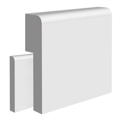 National Skirting Half Bullnose MDF Skirting Board Cover - 100mm x 25mm 4200mm Primed (To Cover 80mm Existing Skirting)