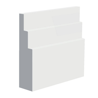 National Skirting High Stepped MDF Skirting Board - 350mm x 18mm x 3040mm Primed, No Rebate