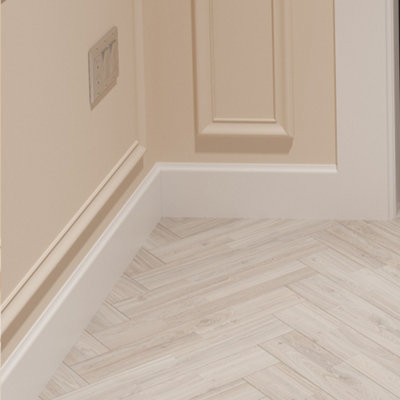 National Skirting Jive MDF Skirting Board - 300mm x 25mm x 4200mm, Primed, No Rebate