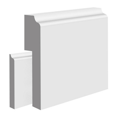 National Skirting Jive MDF Skirting Board Cover - 100mm x 25mm 3040mm Primed (To Cover 80mm Existing Skirting)