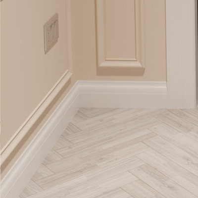 National Skirting Lambs Tongue MDF Skirting Board - 195mm x 18mm x 4200mm, Primed, No Rebate