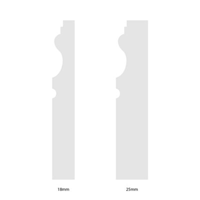 National Skirting Lisbon MDF Skirting Board - 300mm x 25mm x 4200mm, Primed, No Rebate
